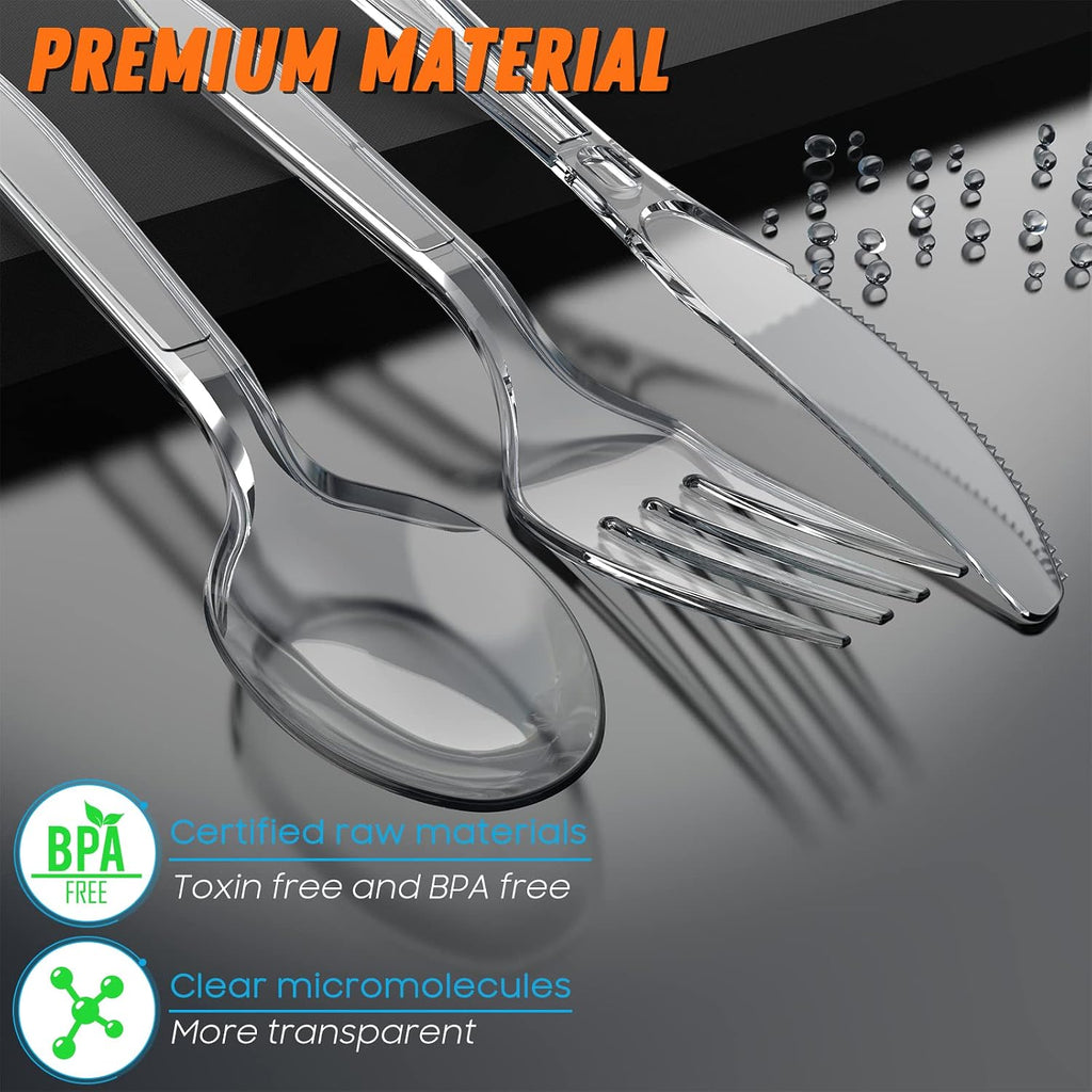 360 Count Plastic Silverware Heavy Duty, 120 Forks, 120 Spoons, 120 Knives