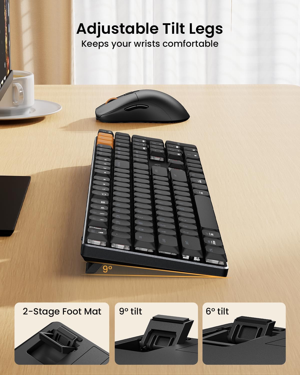 Wireless Mechanical Keyboard and Mouse, No Backlight