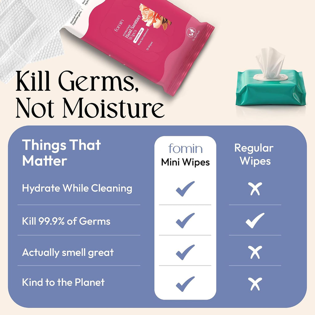 Hand Sanitizer Wipes 4 Bags (15 Sheets) - Variety Pack | with a pH-Balanced, Plant-Based Formula – Clean Hands