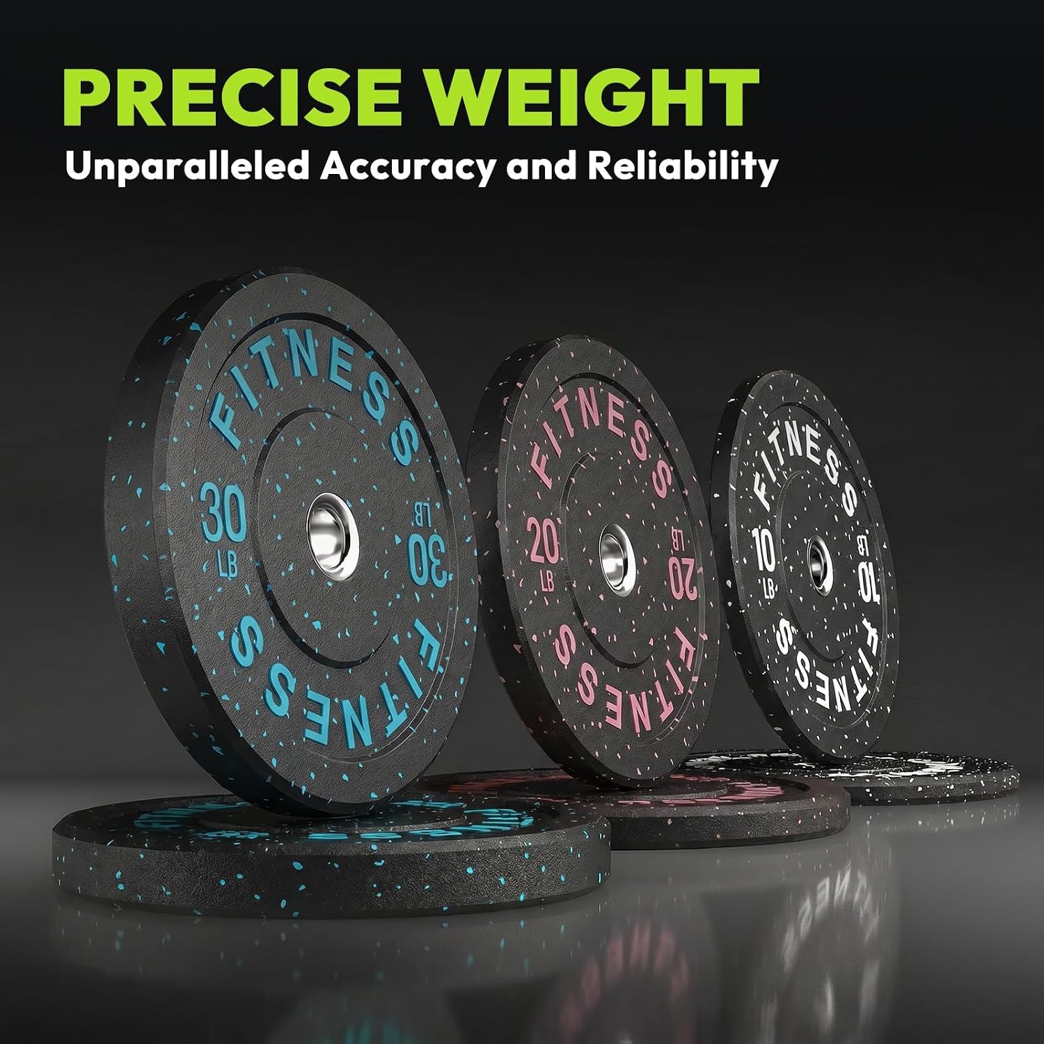 Olympic Barbell Set, 2-Inch Bumper Plates with Weight Plate Rack | Colored Crumb Rubber Weight Plates for Weight