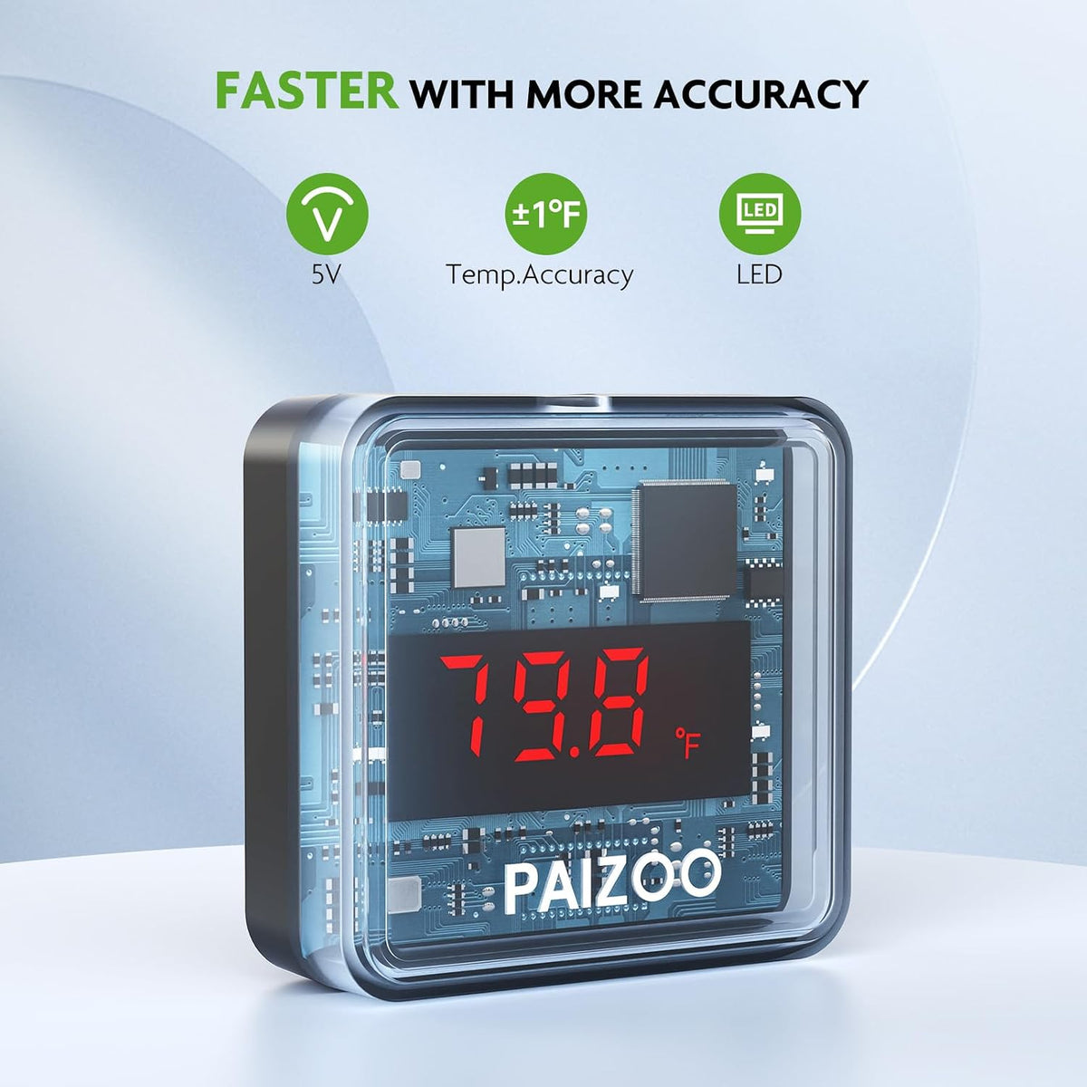 LED Waterproof Aquarium Thermometer Always-on Display with USB Cord
