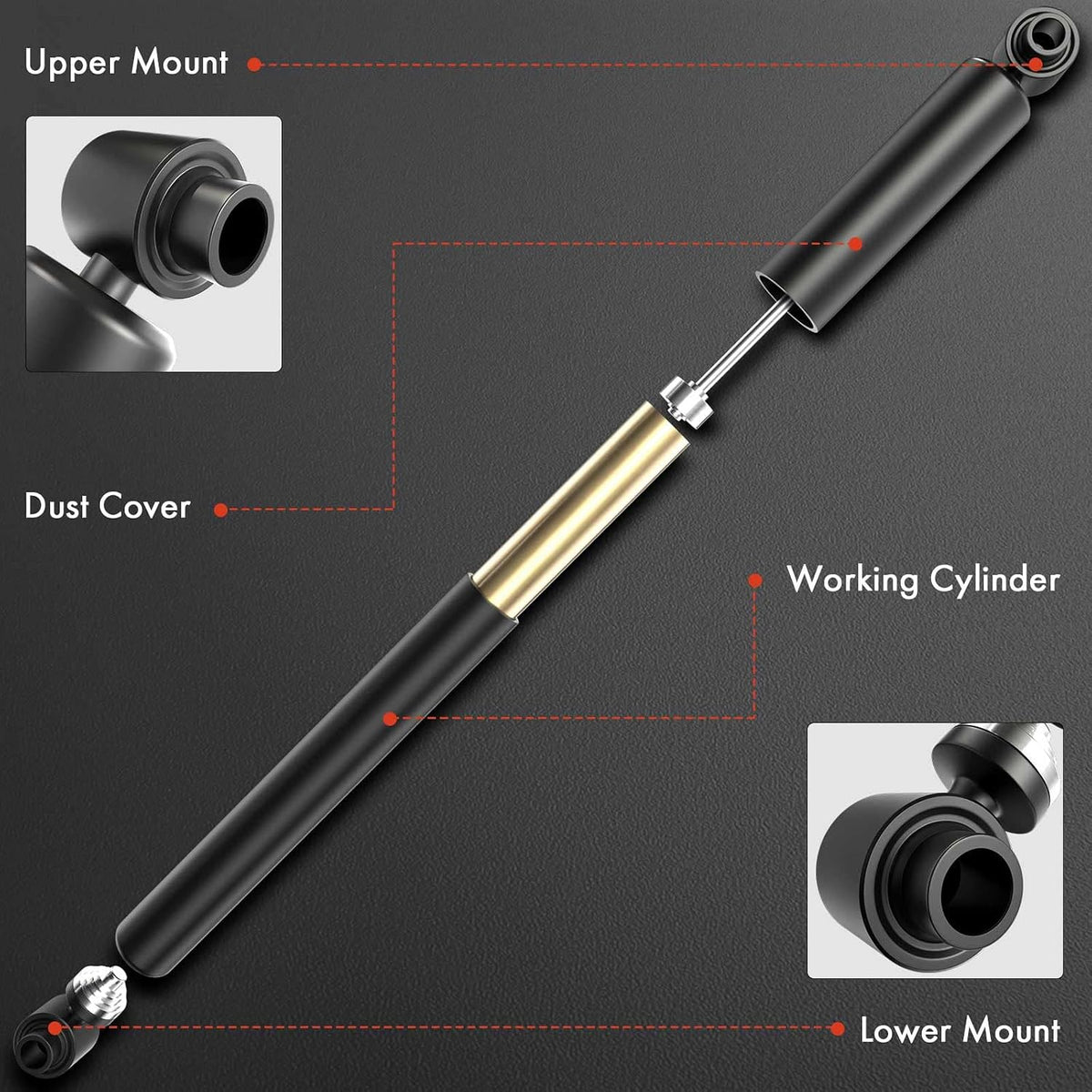 A-Premium Rear Shock Absorbers, Set of 2 - Compatible with Toyota