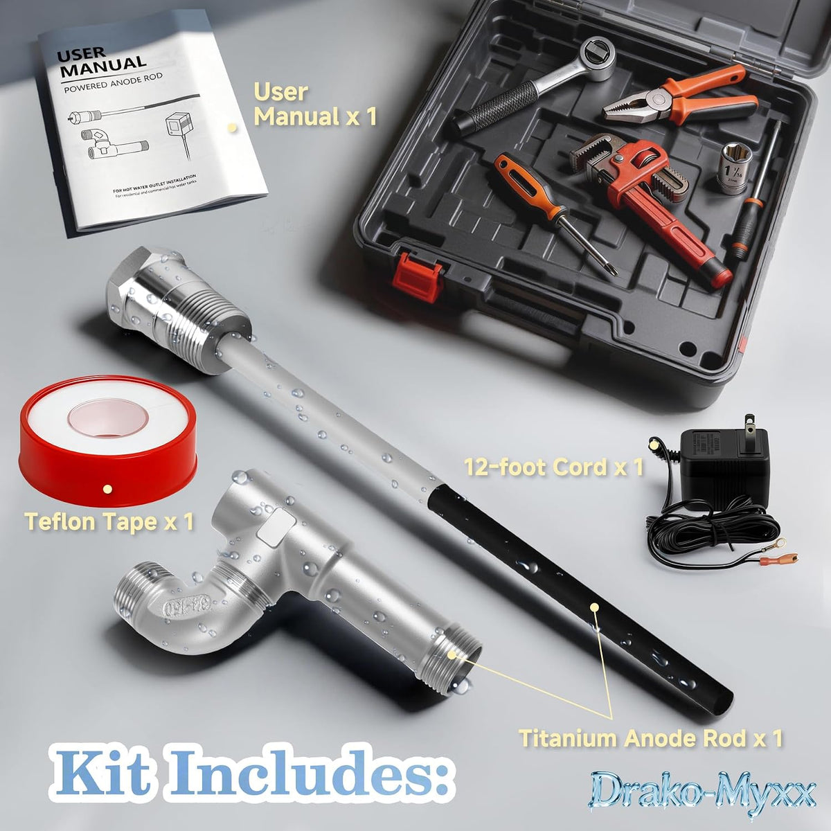 Upgrade Powered Anode Rod, Compatible with Bradford White Water Heater