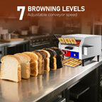 Commercial Conveyor Toaster w/ 3 Slice Wide Slot, 450 Slice/hour Commercial Toaster w/ 14.1’’ Wide and 3‘’ Opening
