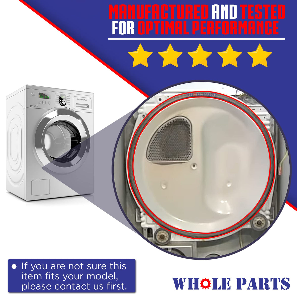 Whole Parts Upgraded Dryer Drum Felt Seal Part# WP37001132