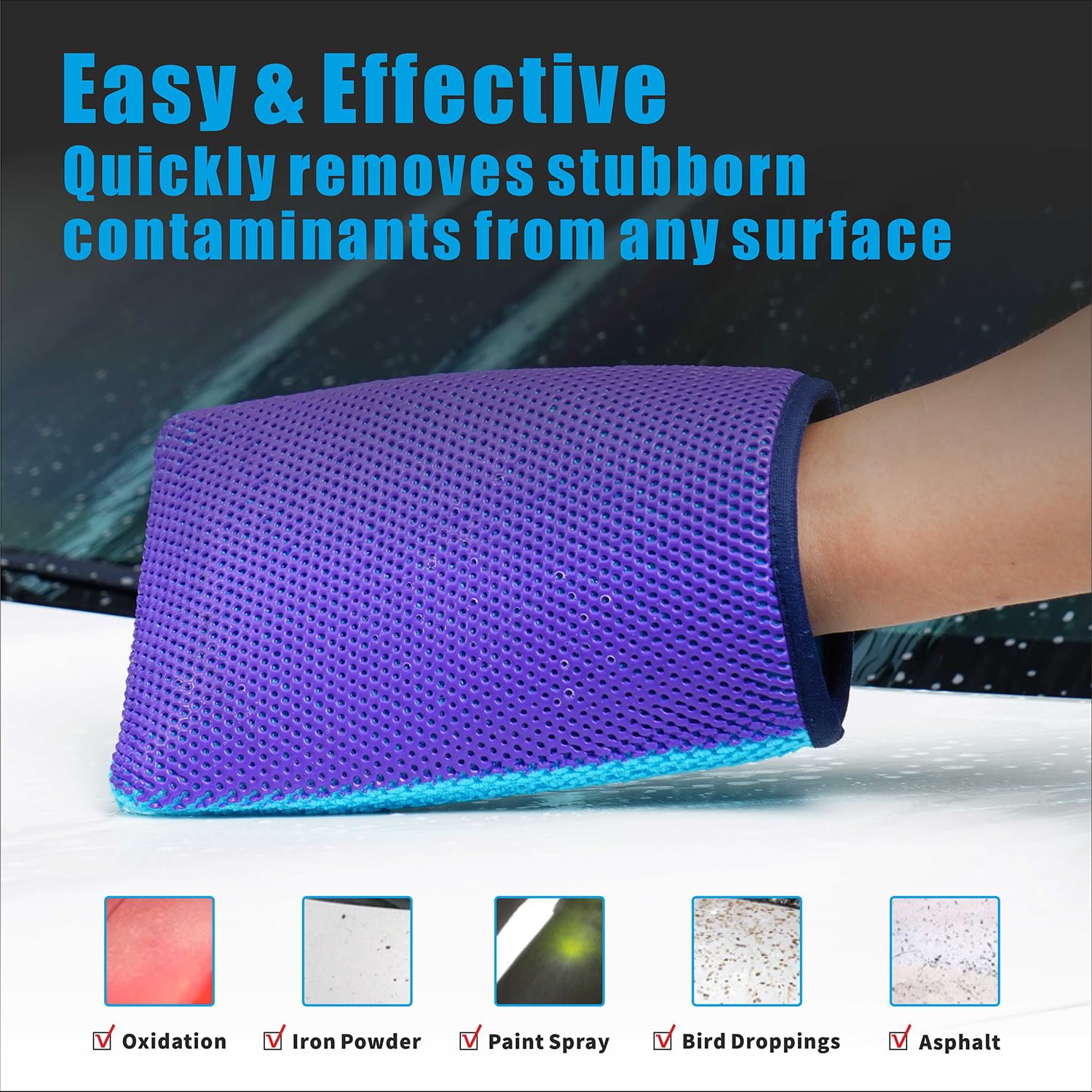 Auto Detailing Clay Bar Mitt, Detailing Clay Mitt for Paint, Glass, Wheels, Car’s Paint Claying, Paint Prep for Wax