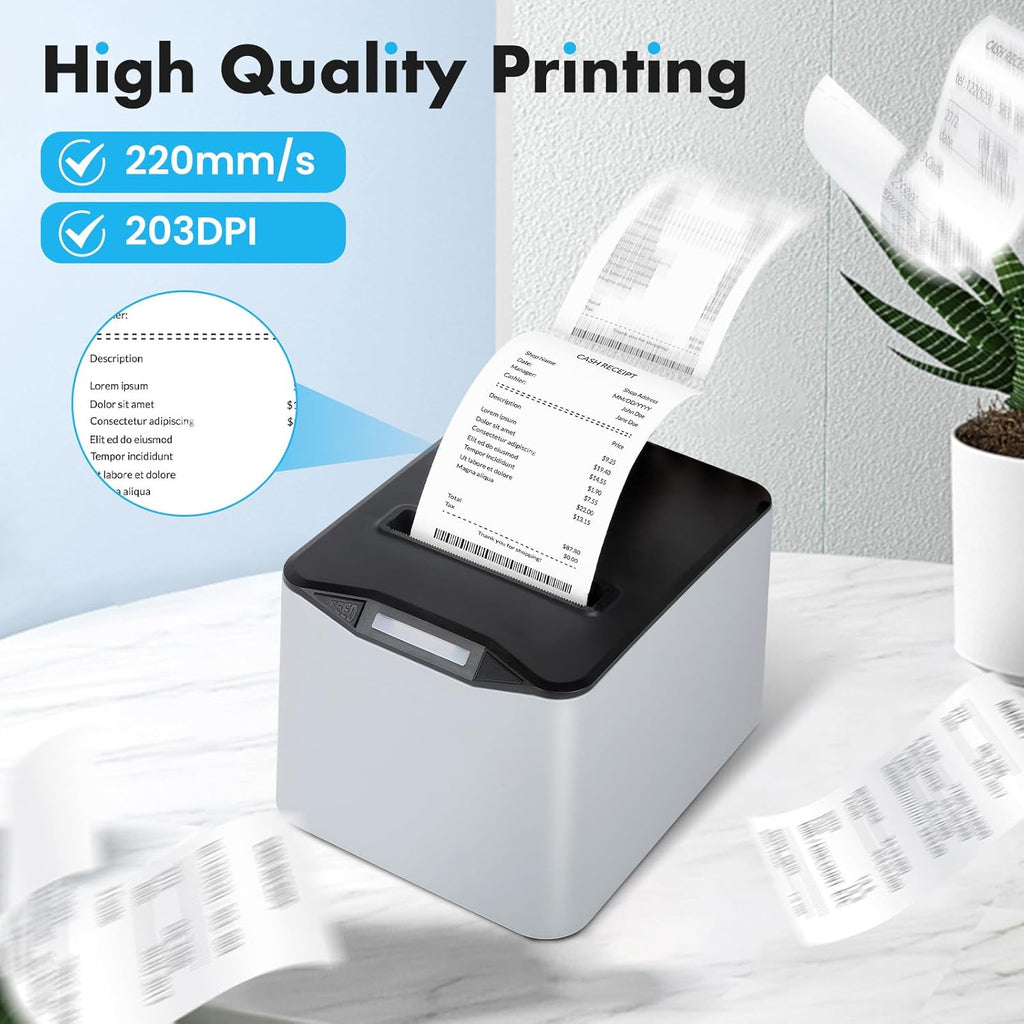 Thermal Receipt Printer, 80mm USB POS Printer,Auto Cutter, Support Cash Drawer, Support Windows/Mac/Linux, Do Not