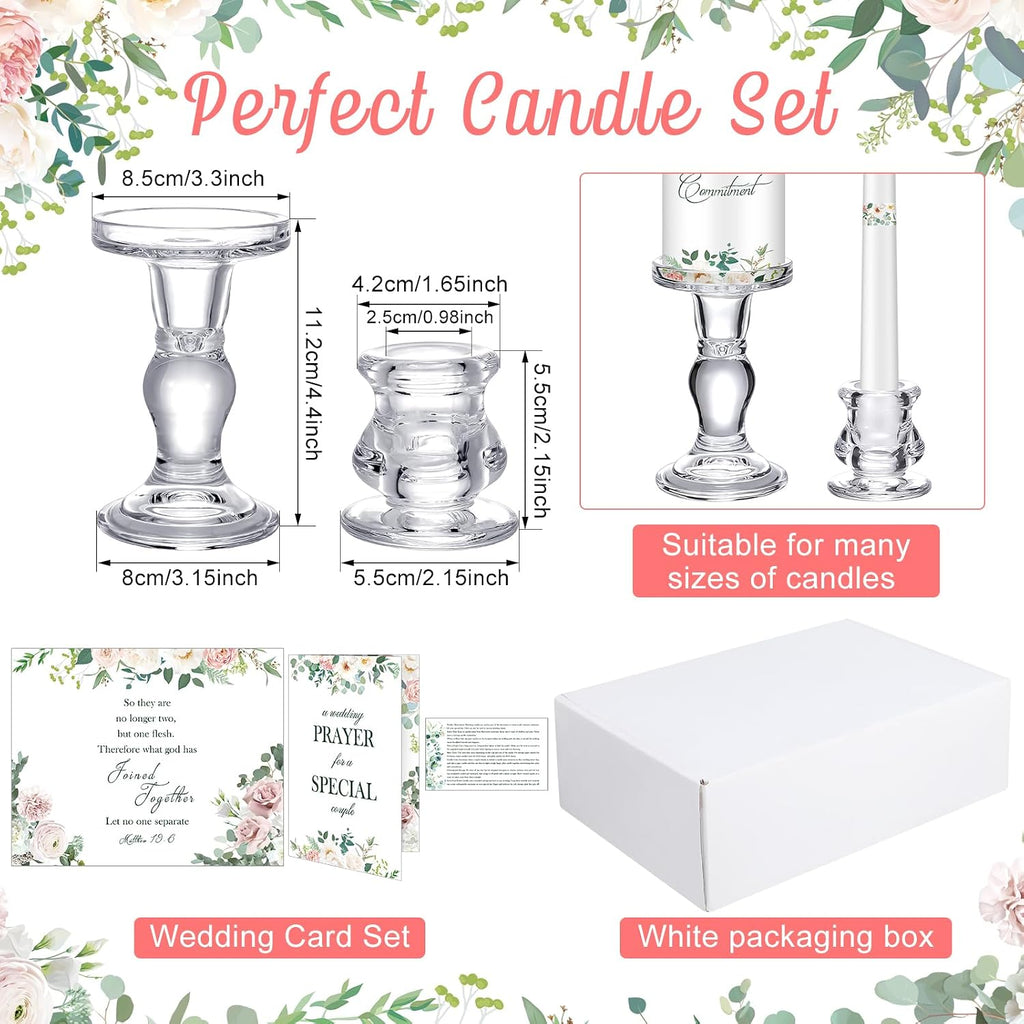 3 Pack Unity Candles with Glass Holder for Wedding Ceremony Wedding Unity Taper Candles Religious Ceremony