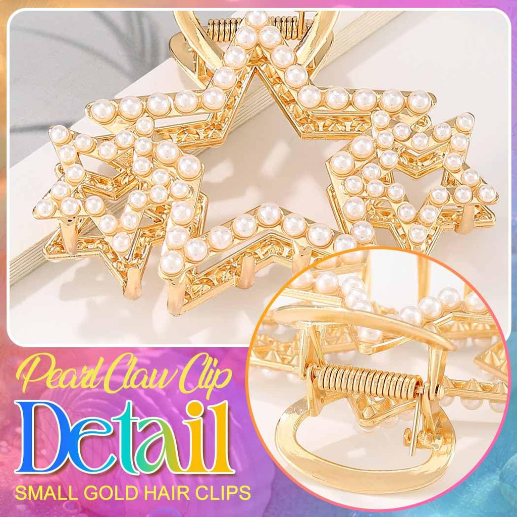 Gold Star Claw Clips Rhinestone Hair Clips Hair Accessories Women | Pearl Claw Clips Medium Metal Hair Clips Sparkly