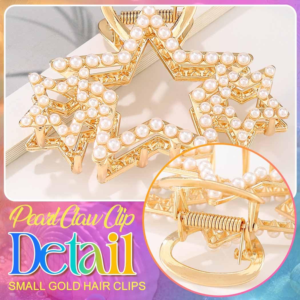 Gold Star Claw Clips Rhinestone Hair Clips Hair Accessories Women | Pearl Claw Clips Medium Metal Hair Clips Sparkly