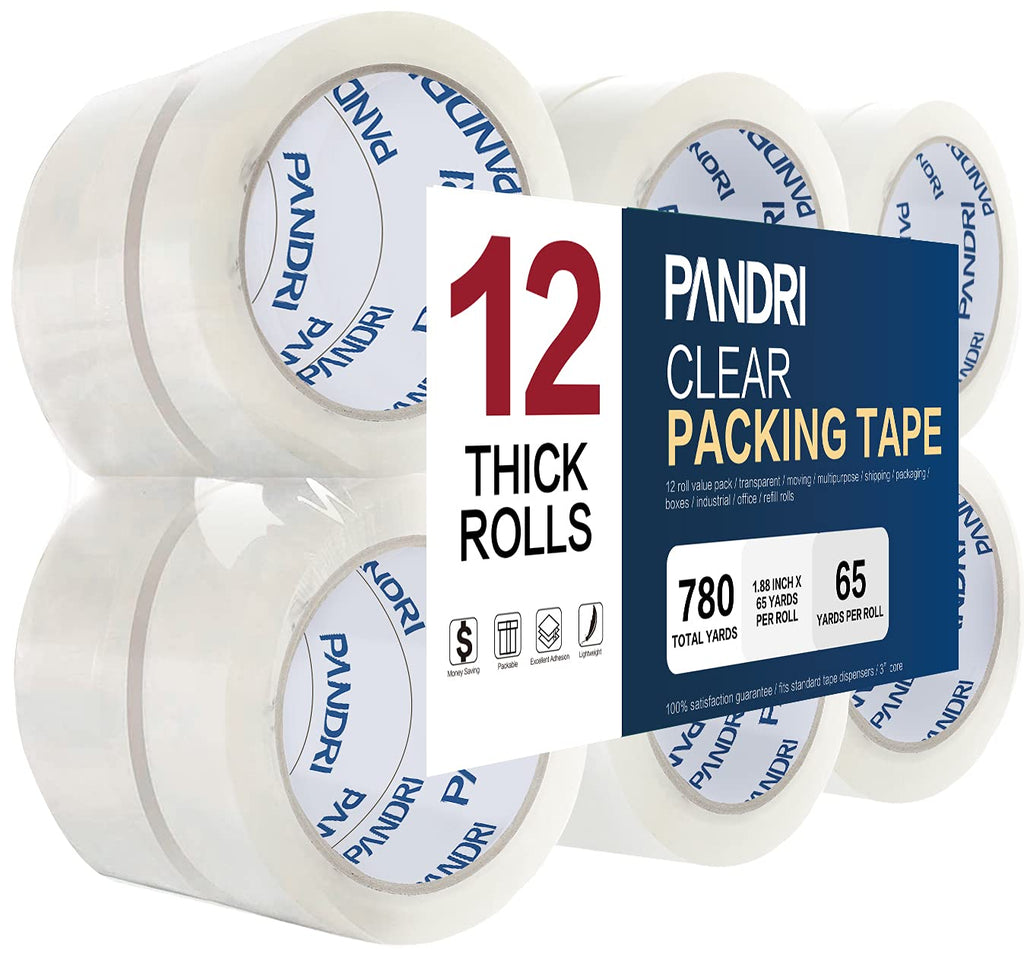 12 Pack Heavy Duty Packing Tape, 1.88" x 65yd Per Roll, Total 780yd