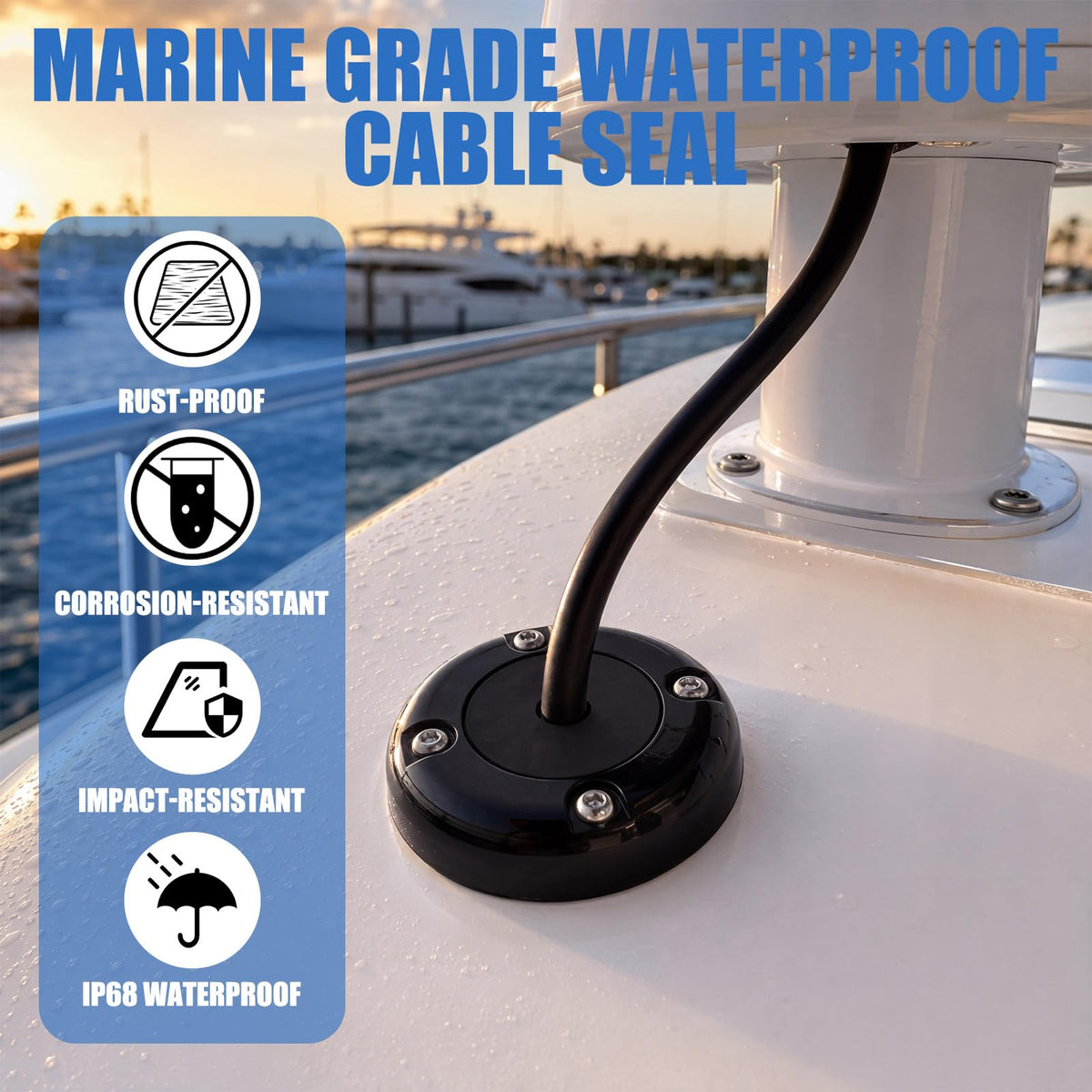 2 Set Round Cable Gland Waterproof Cable Pass Through for Marine