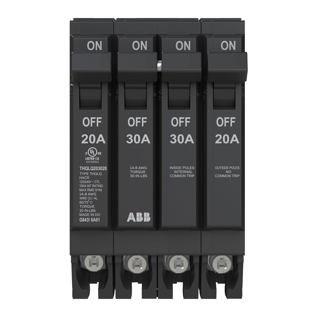 ABB Q-Line THQLQ203020 • Quad Circuit Breaker • 120/240 VAC