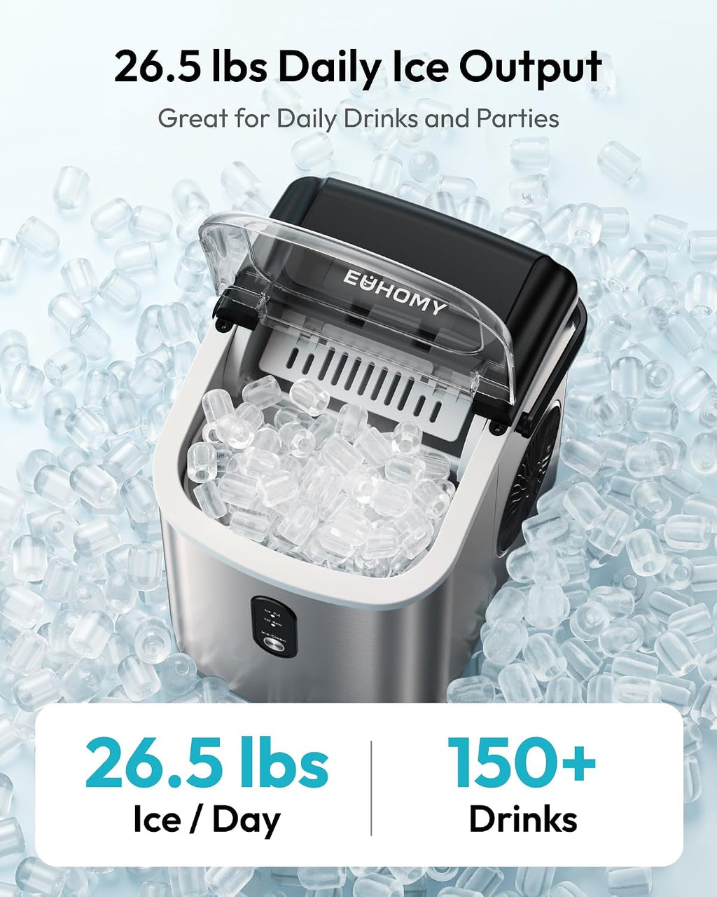 Ice Maker Countertop with Handle, 9 Ice Cubes Ready in 6 Mins