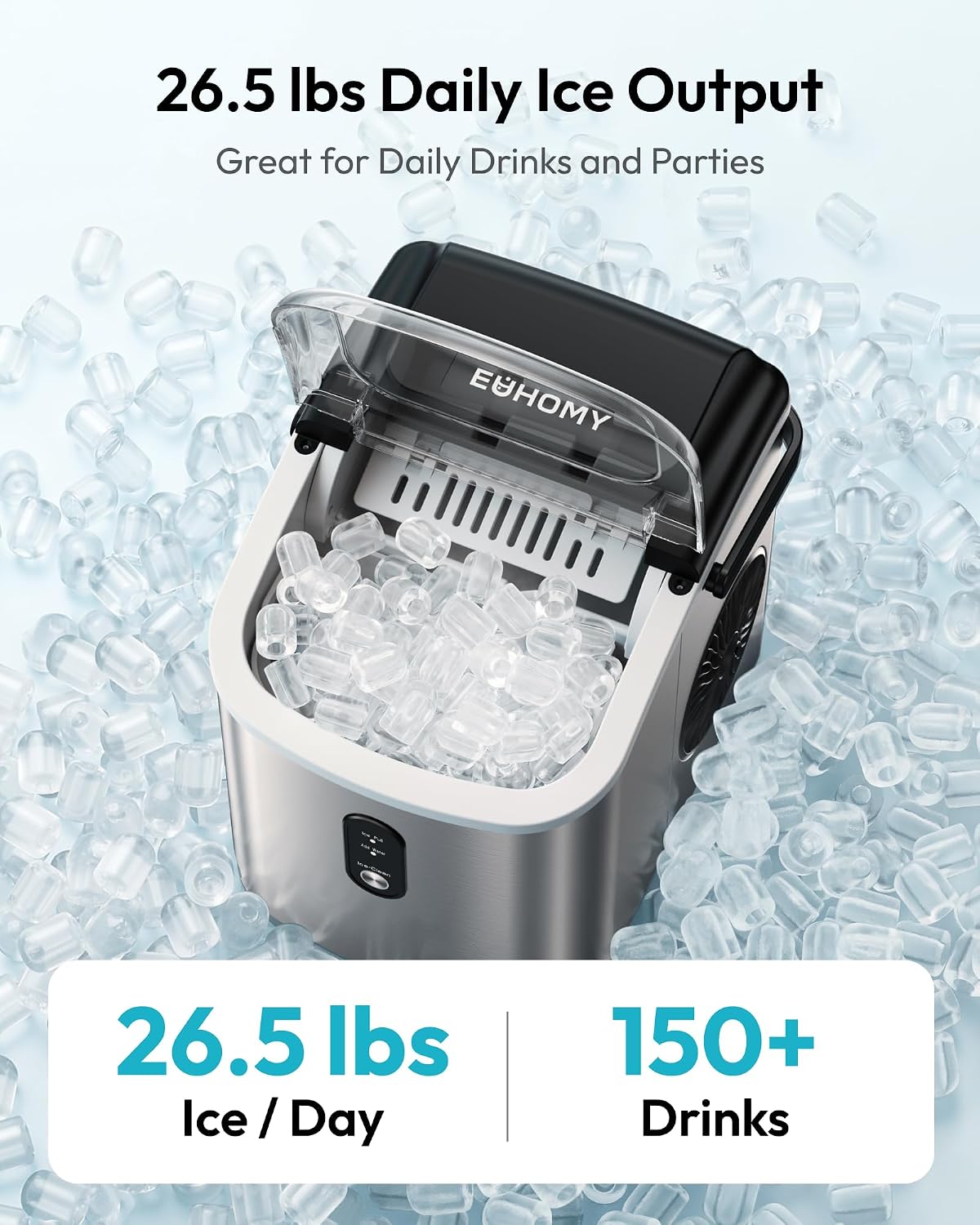 Ice Maker Countertop with Handle, 9 Ice Cubes Ready in 6 Mins