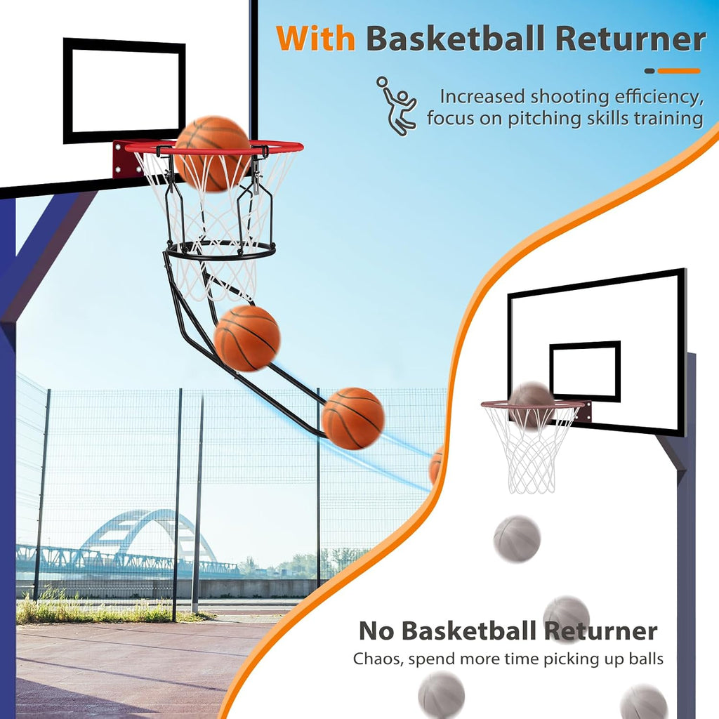 Basketball Return Attachment, Heavy Duty Basketball Rebounder with 3 Stable Large Hooks, Durable Basketball