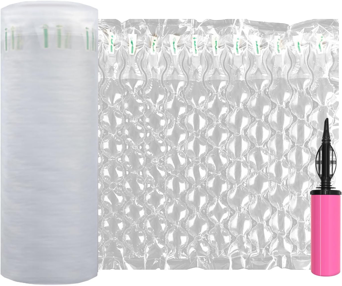 Inflatable Bubble Cushioning Wrap Roll Heavy Duty Bottle Shipper Protector Sleeve 12"x164' Large Size Air Bubbles