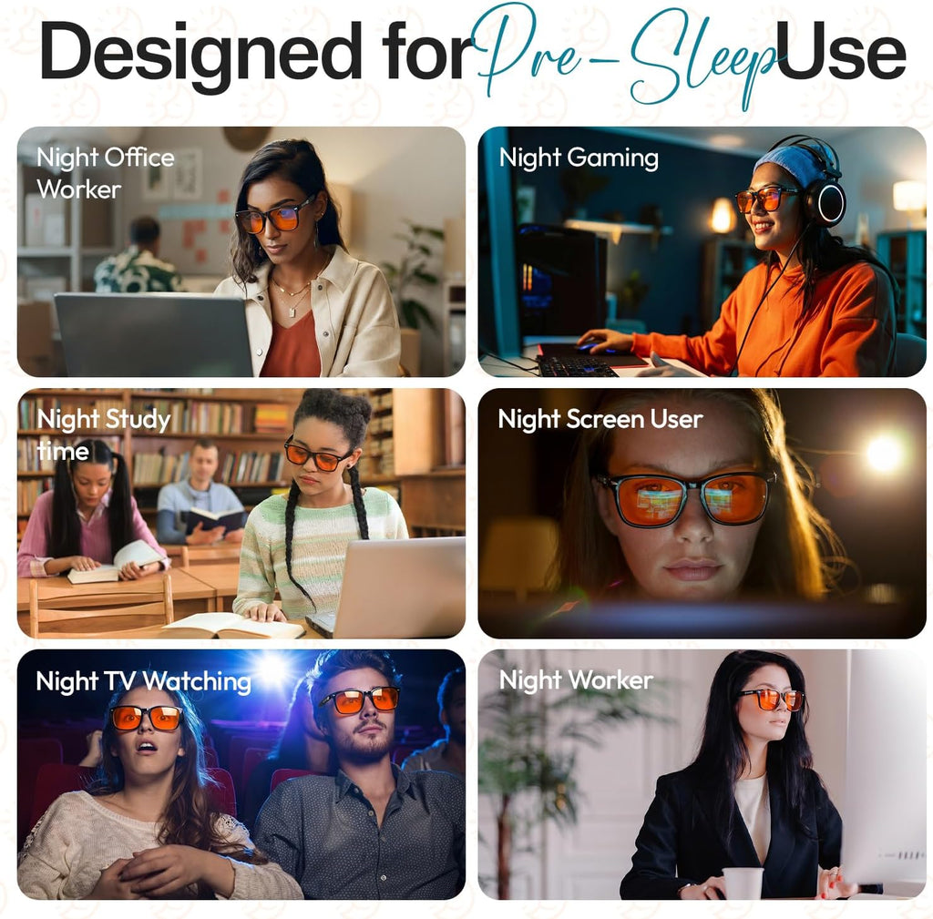 Blue Light Blocking & Light Sensitivity Glasses with 14 Lens Types