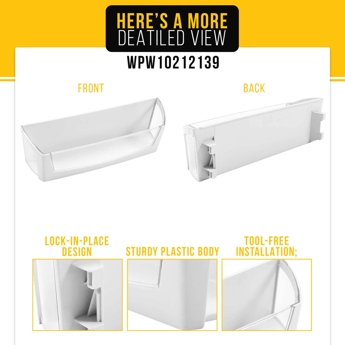 PartsBroz Refrigerator Door Shelf Bin for Whirlpool GI6SARXXF02