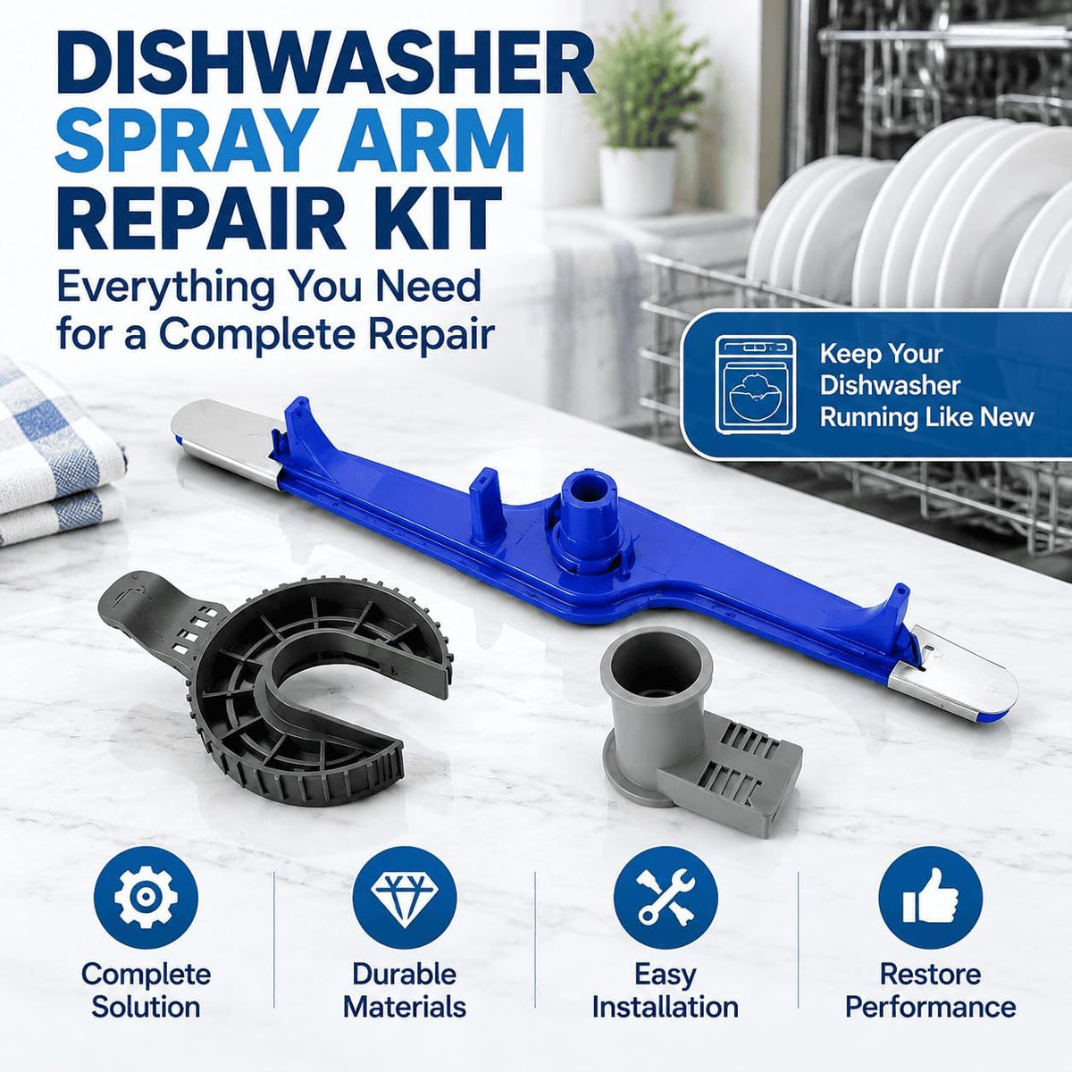 Dishwasher Spray Arm Kit For Frigidaire FFCD2418US 2019-2025,Replacement