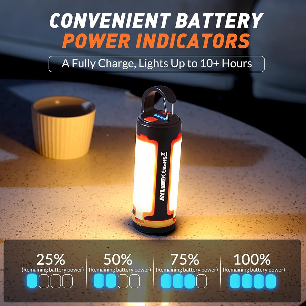 Portable LED Rechargeable Camping Lantern, AYL Lightweight USB Rechargeable Lamp LED Flashlight Survival Gear for