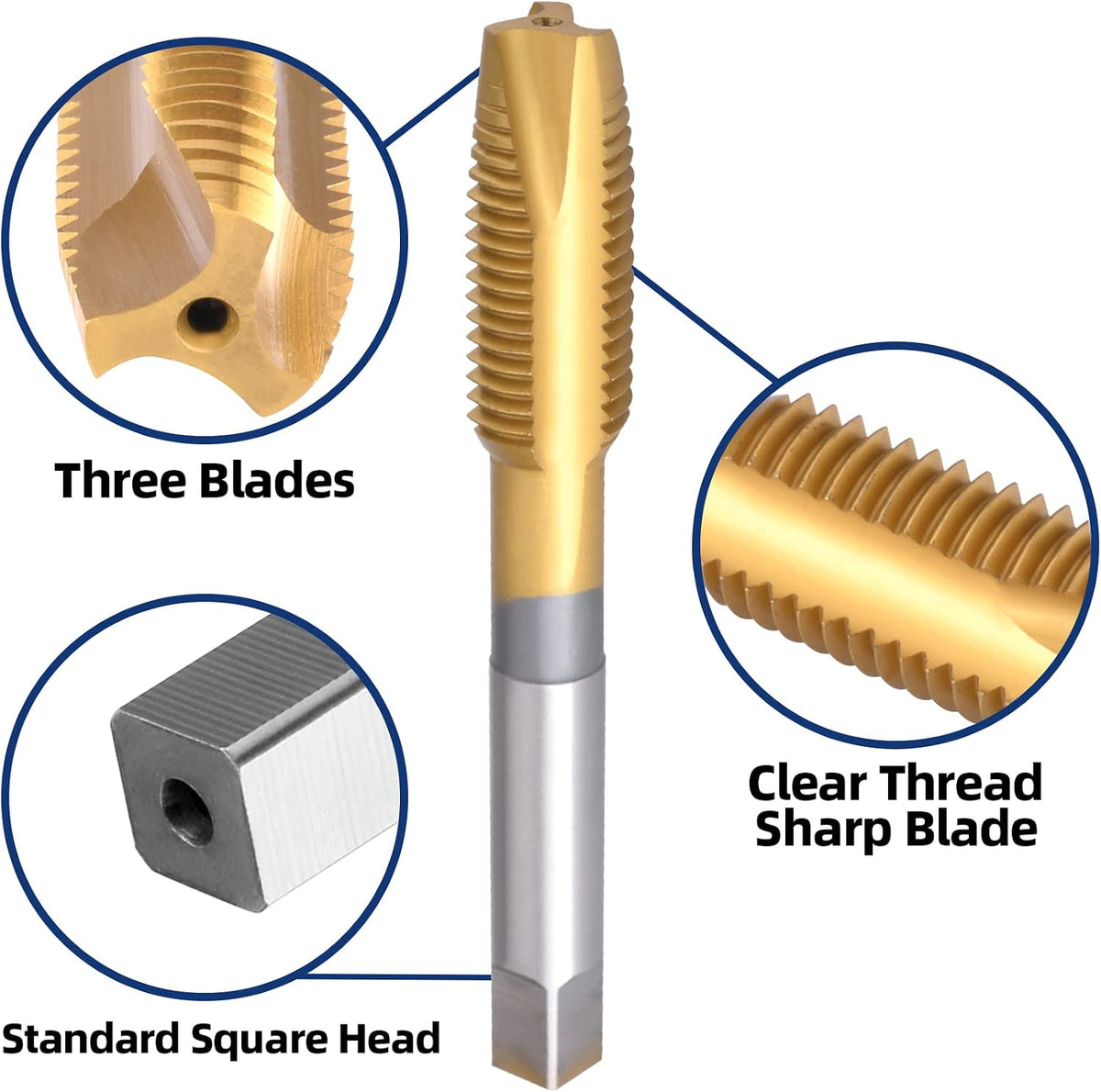 Burkit 3/8"-16 UNC Titanium Coating Spiral Point Tap