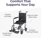 Folding Transport Wheelchair, Swing-Away Footrest, Silver
