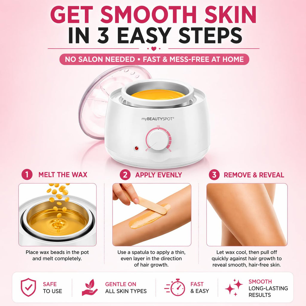 Wax Warmer for Hair Removal Kit - Electric Wax Machine for Women at Home - Full Body Bikini Brazilian - Includes Hard