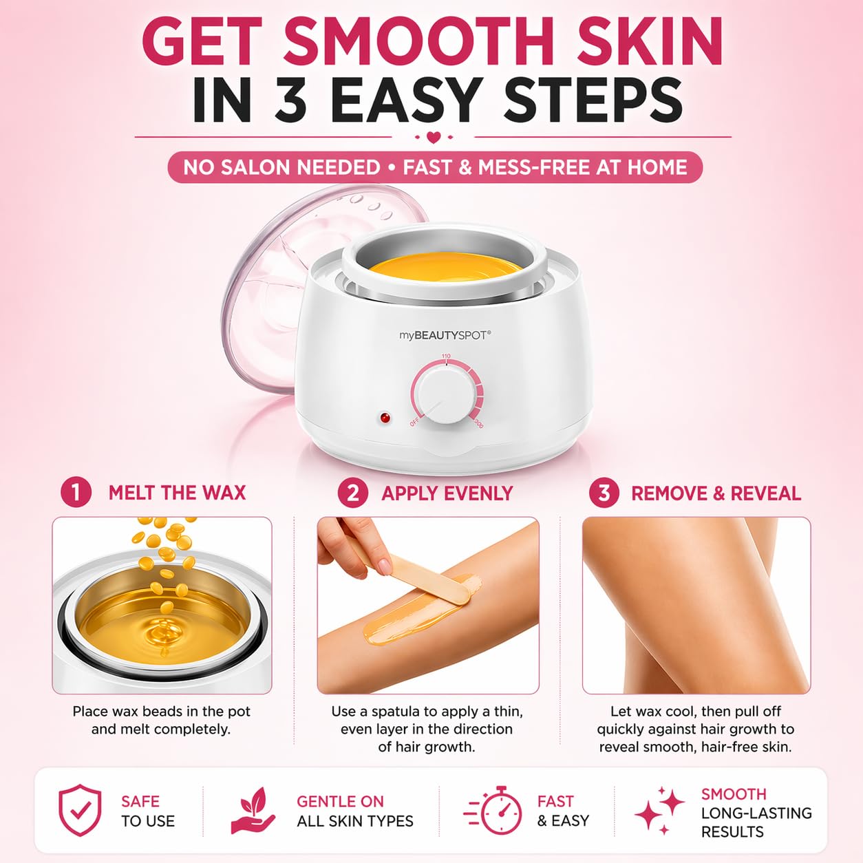 Wax Warmer for Hair Removal Kit - Electric Wax Machine for Women at Home - Full Body Bikini Brazilian - Includes Hard