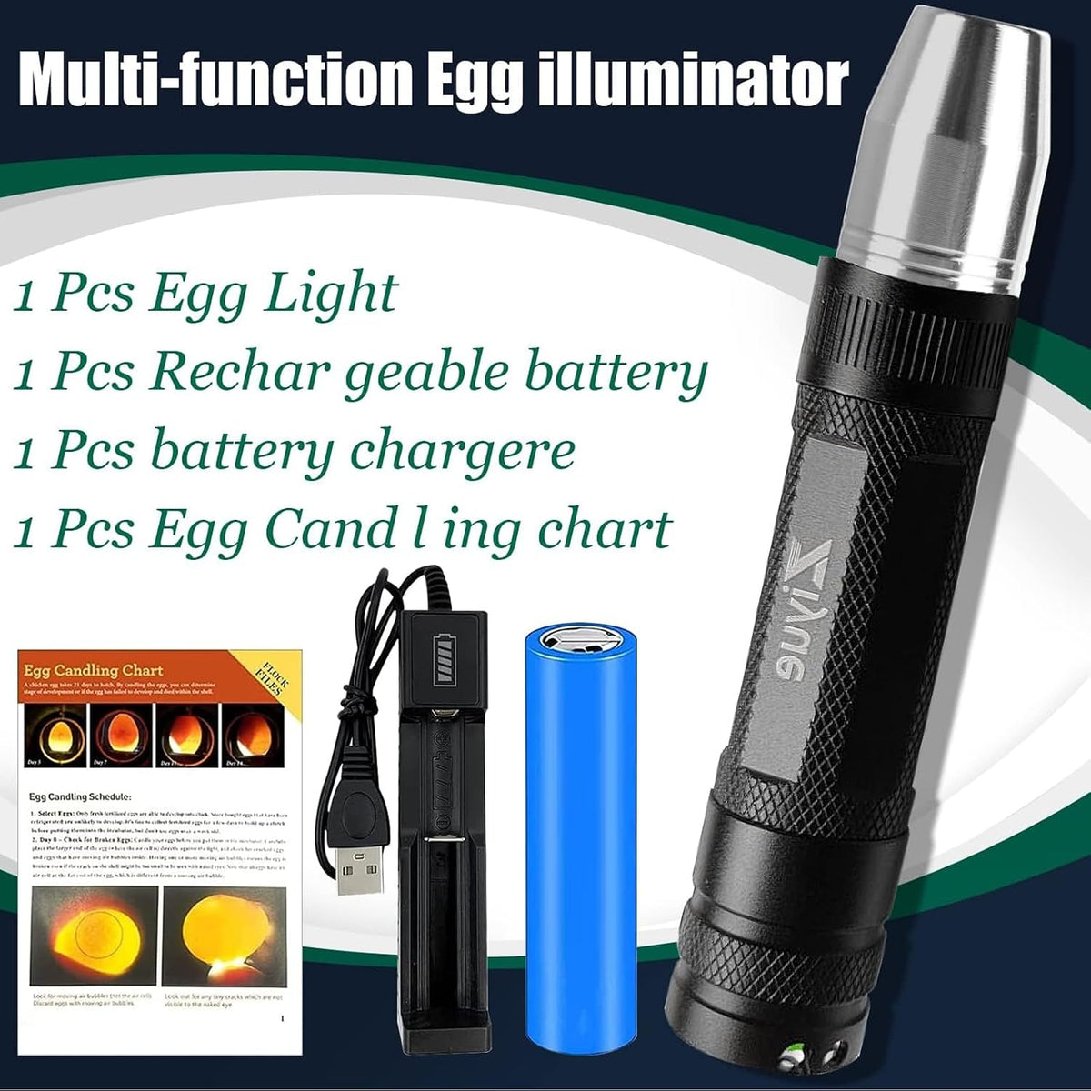 Egg Candler Light Rechargeable USB Eggs Candling Tester