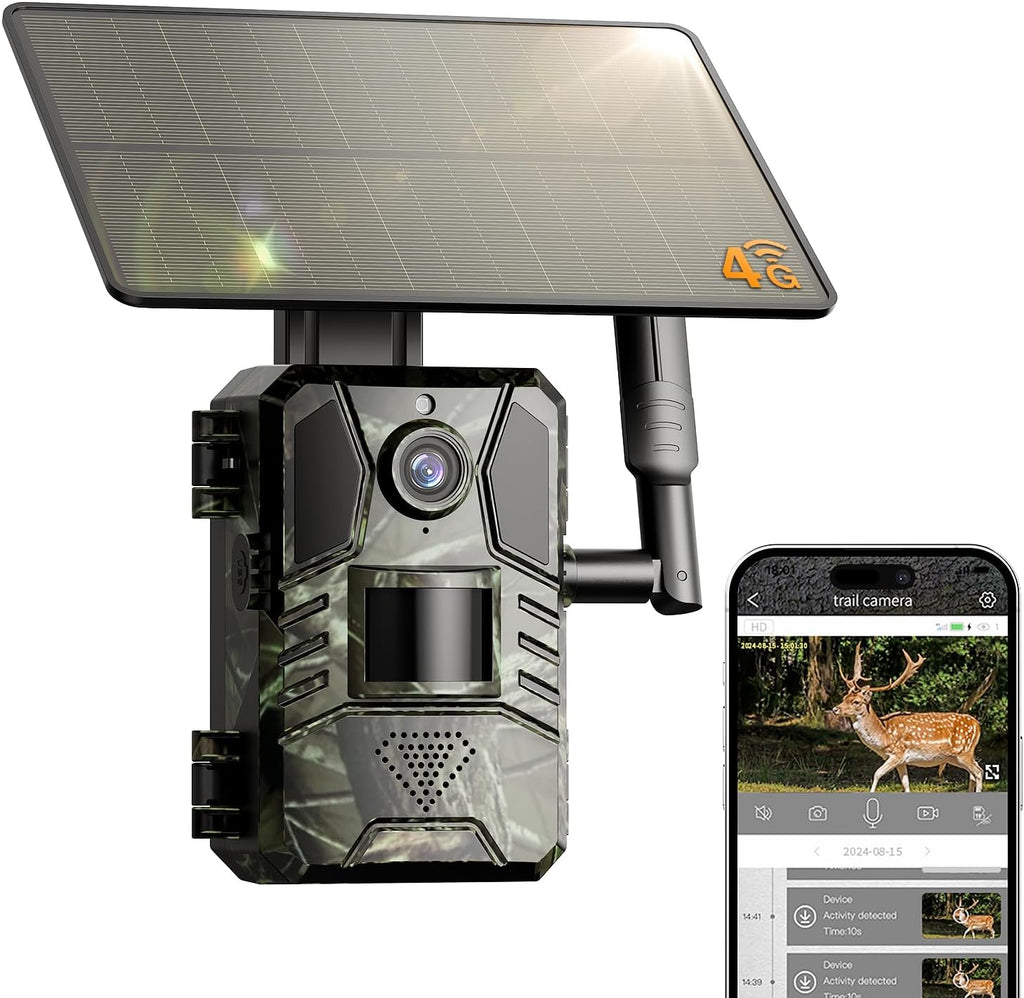 Trail Camera, Cellular Trail Camera with AI Animal Detection, Game Camera Built-in SIM Card 4G Unlimited Data Plan 2K