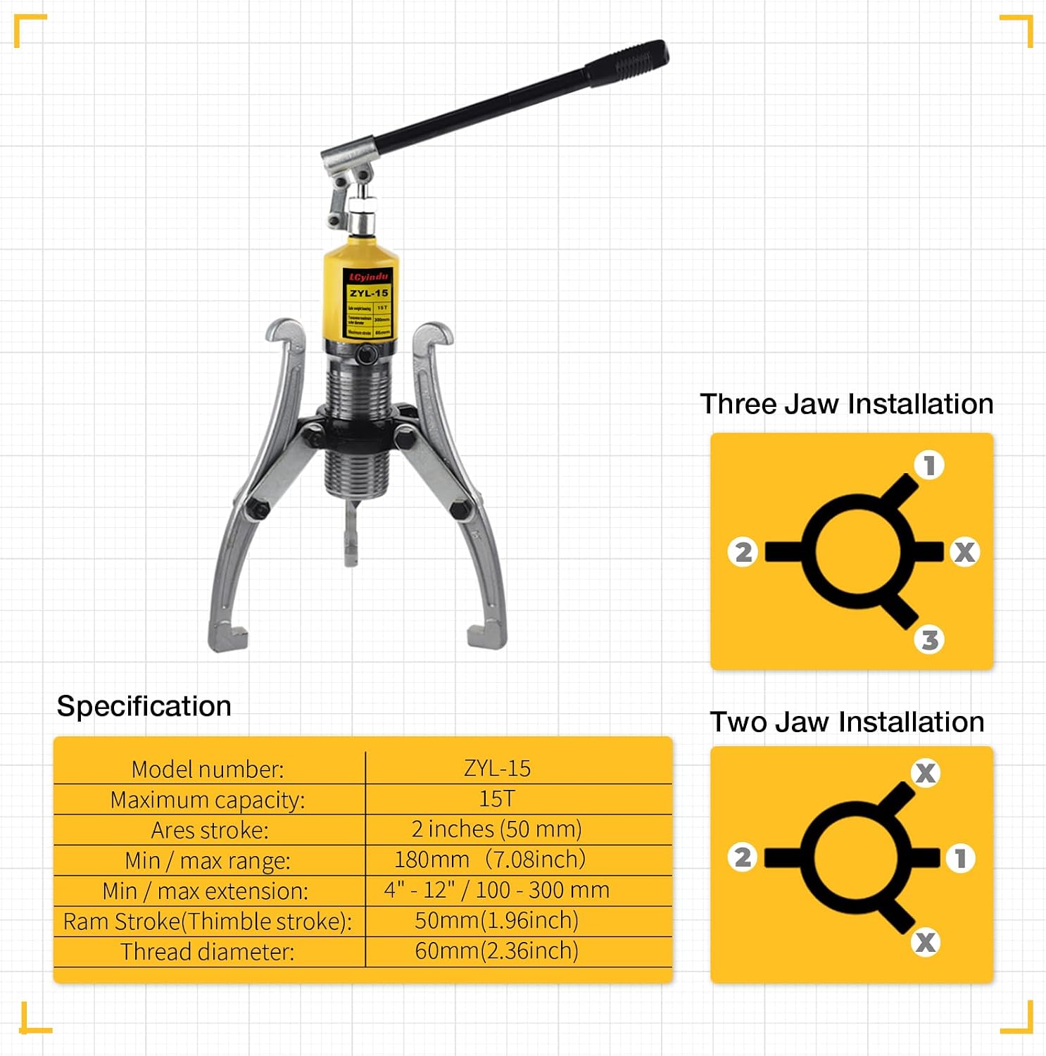 10 Ton Hydraulic Gear Puller Kit – 2 or 3 Jaws Bearing Hub Separator with Case for Hubs, Bearings, Gears