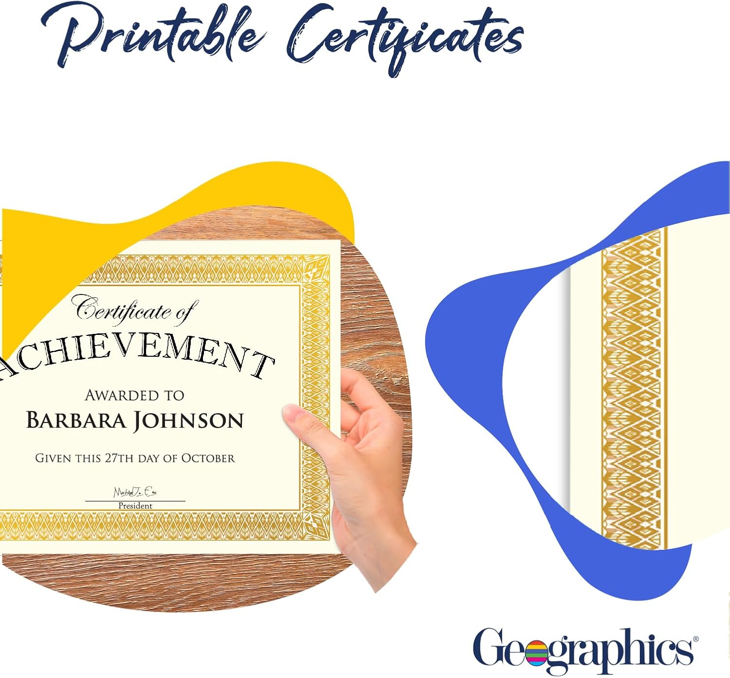 Rome Gold Foil Certificate Paper, 8.5″ x 11″, 15 Sheets, 65 lb Ivory Cover Award Certificates