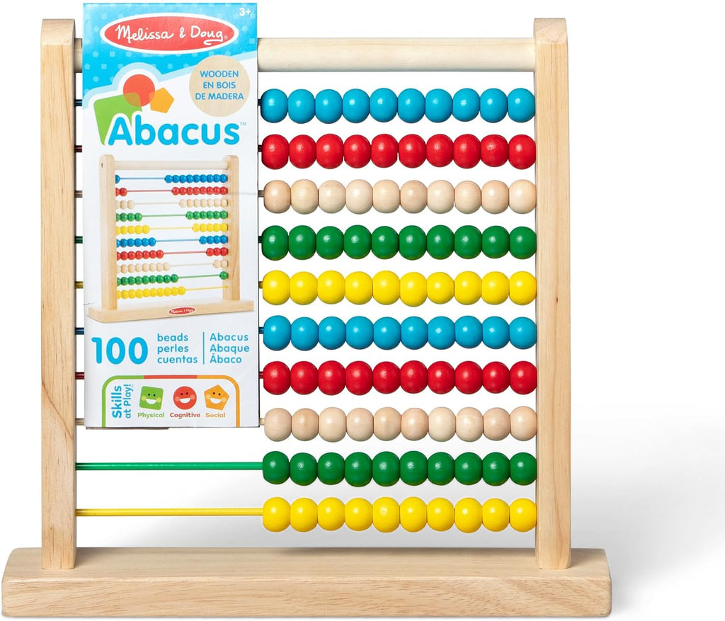 Melissa & Doug Abacus Classic Wooden Toy with 100 Beads - Preschool Learning Activities and Math Games for Kids