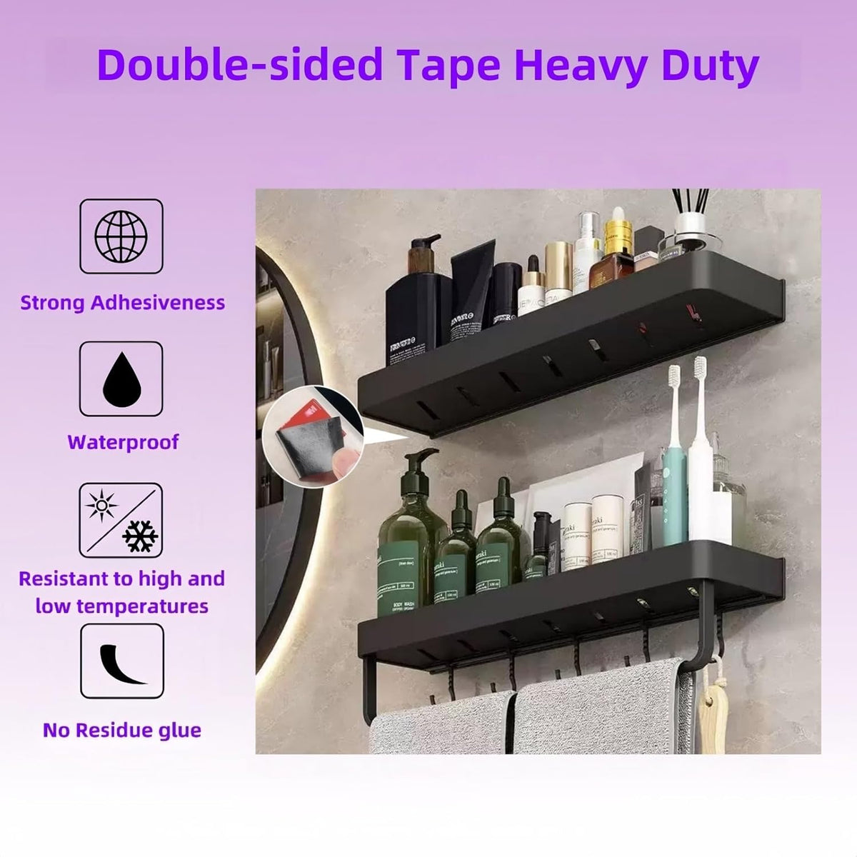 Double Sided Tape Heavy Duty, Mounting Adhesive Tape 1/4 in x 15.4 ft, Waterproof Adhesive Strip Tape for Indoor &