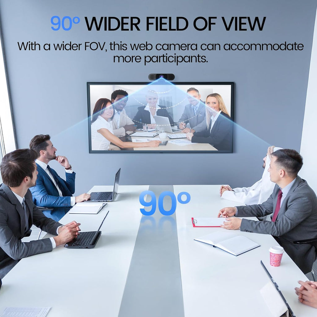 C960 1080P Webcam with Microphone, 2 Mics, 90° FOV, USB Type-A & A-to-C Adapter, Fixed Focus, Plug&Play Computer