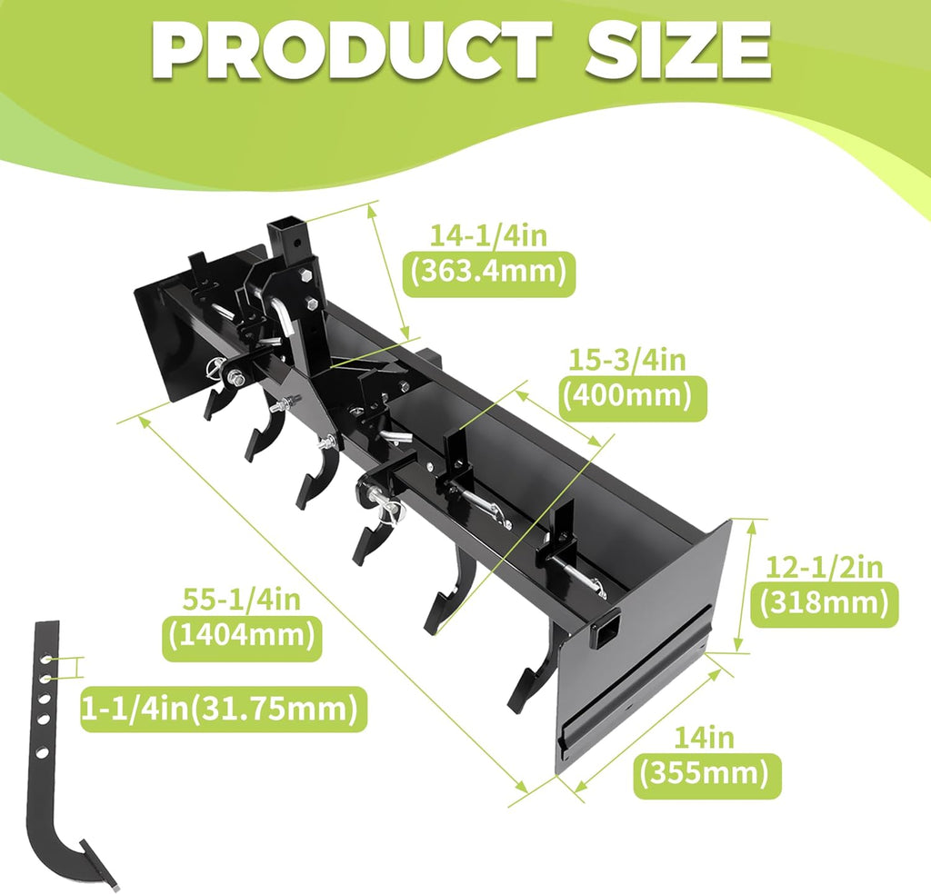 55" 3-Point Box Scraper Compatible with CAT-0 Garden Lawn Mower Tractor Box Blade