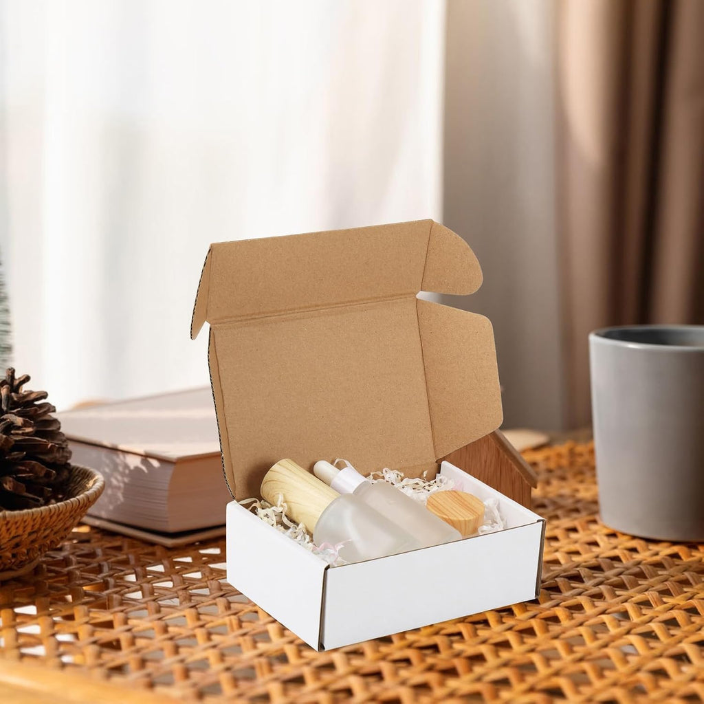 50 Pack 6x4x2 inch Small Shipping Boxes, White Mailing Boxes