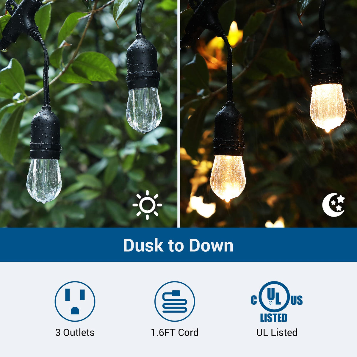Light Timer Outdoor Weatherproof with 2 FT Extension Cord