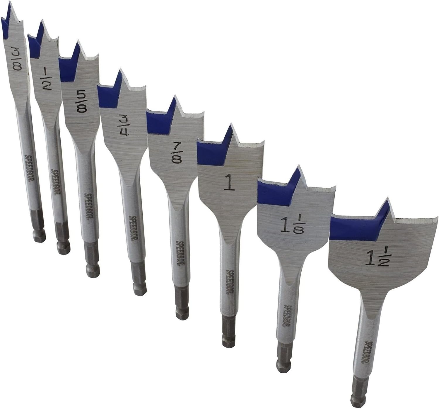 Tools Speedbor Blue Groove Pro Spade Bit Set with Case, 8-Piece (341008)
