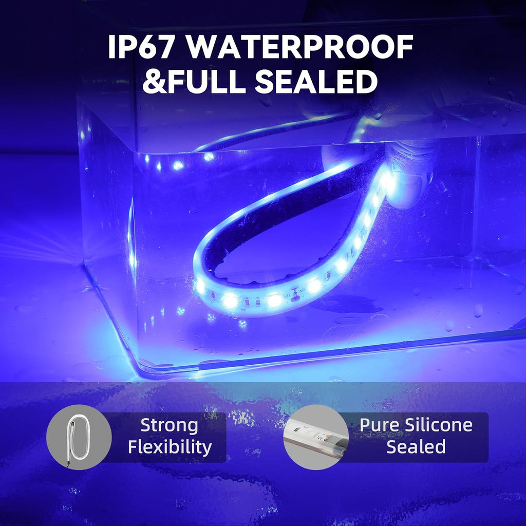 LED Boat Interior Strip Lights, Blue, IP 67 Waterproof 4-Pack