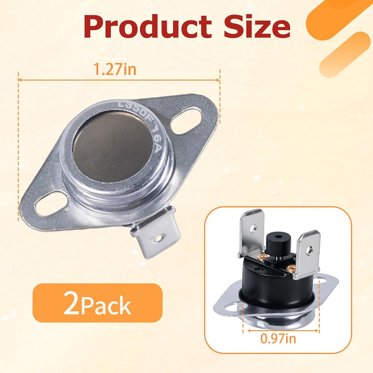 2-Pack R20017402 52M73 Rollout Switch L350F, Replacement Furnace Limit Switch Compatible with Lennox/Ducane/Armstrong, Armstrong - High Temp Safety Cutoff