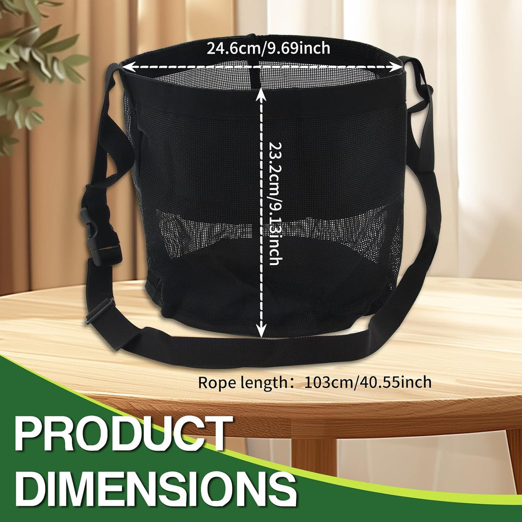 Horse Feed Bag 2 Pack-Grain Feeder Reinforced Bottom Mesh Feeding Troughs