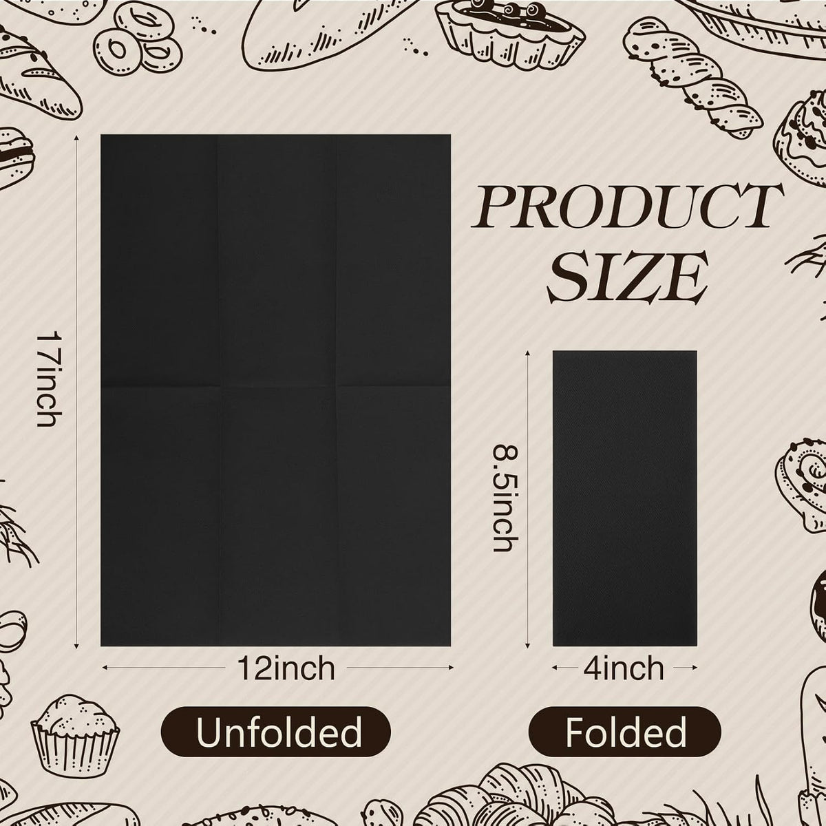 100 Pcs Linen Disposable Dinner Napkins Paper, Black