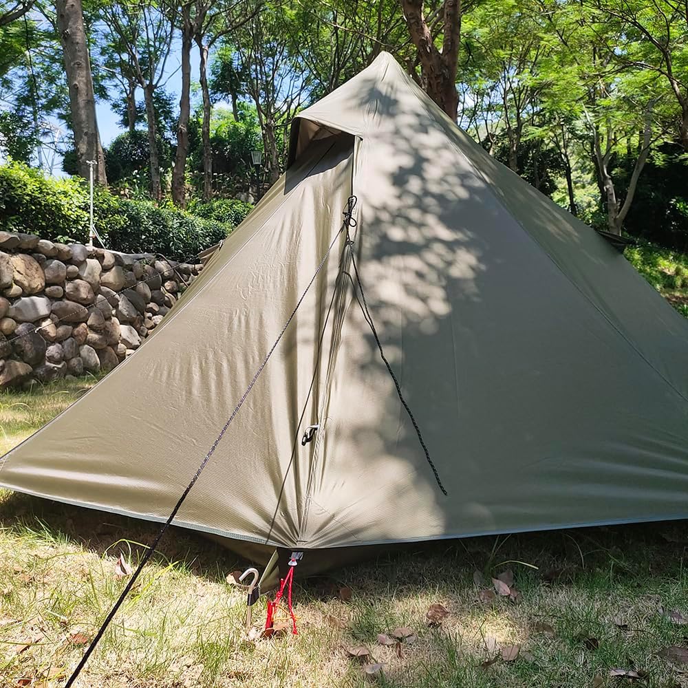 1 Person Tent Lightweight Teepee Hot Tent with Furnace Hole Four Seasons Waterproof Camping Hiking Hunting Fishing