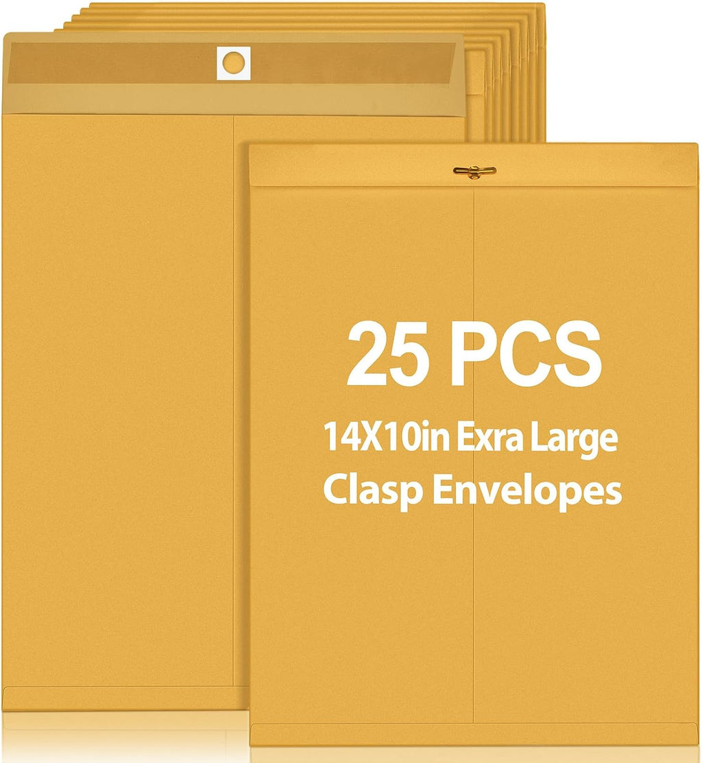 25 Pcs Manila Envelopes Large Clasp Envelope, 10x14 Inch, Golden