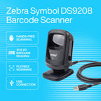 DS9208 Zebra Symbol 1D/2D Hands-Free Barcode Scanner, USB Cable Included
