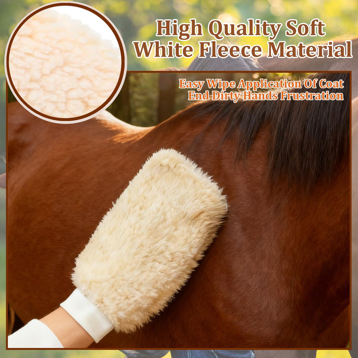 Horse Grooming Brushes & Mitts, Soft Fleece Grooming Glove & Wash Mitt