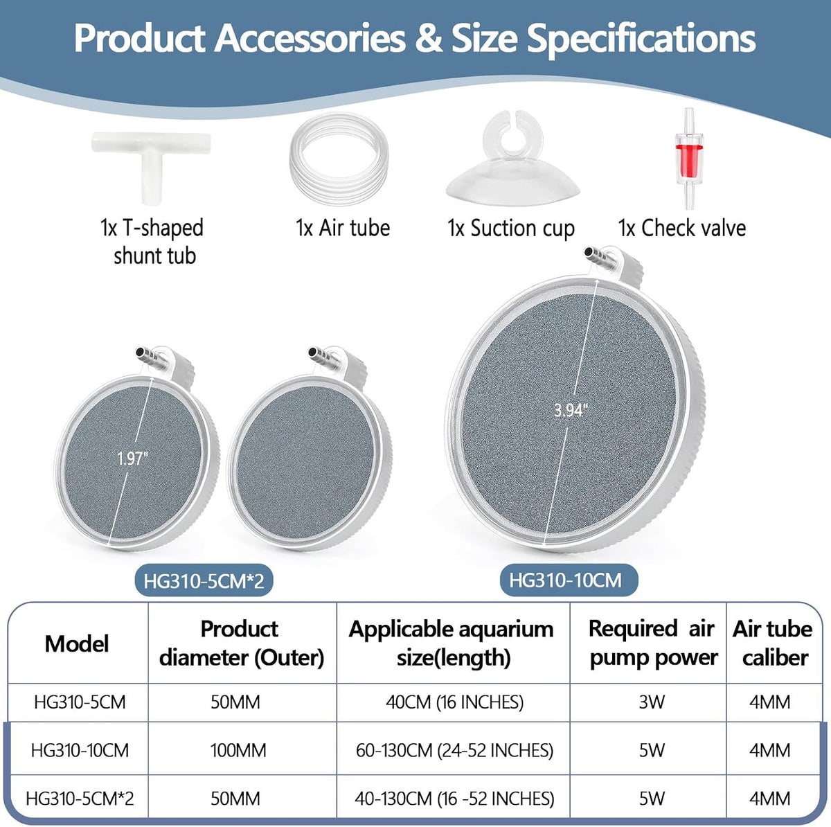 2 Inch 2 Pack Nano Air Stone, High Dissolved Oxygen Diffuser