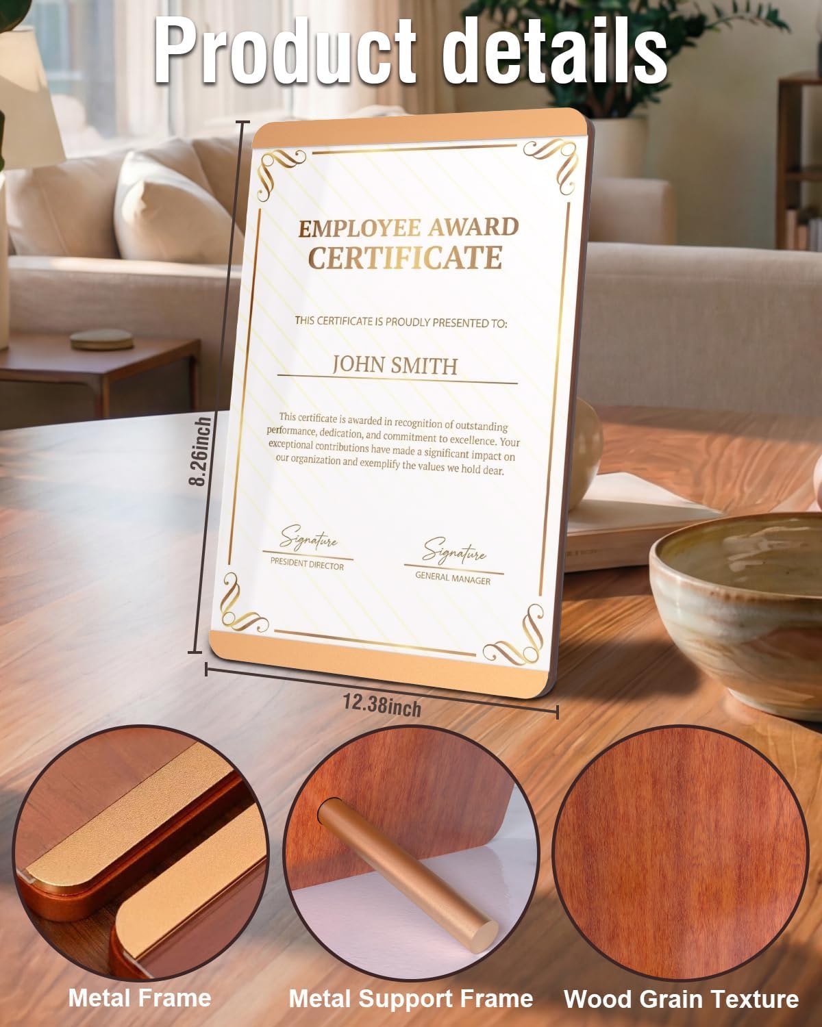 A4 Certificate Frame 8.3 x 11.7 in, Wood Plaque, Acrylic Cover | Display A4 8.3 x 11.7 Certificates, Diplomas, Awards